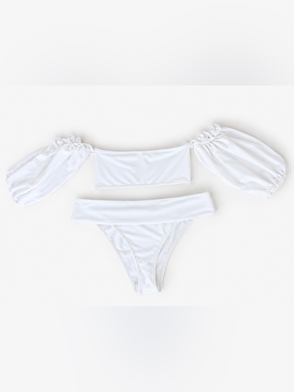 PrettyLittleThing White Off-Shoulder Puff Sleeve Bikini